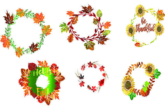 6 Fall Wreaths Graphics and Illustrations