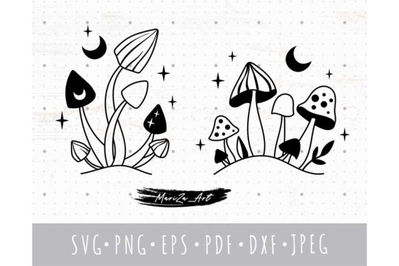 Celestial Magic Mushrooms SVG Set: Graphics and Illustrations for Crafters