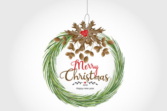 Christmas Watercolor Wreath Frame Graphics and Illustrations