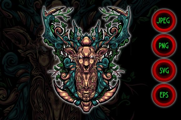 Deer Mother Nature Head Illustration Graphics