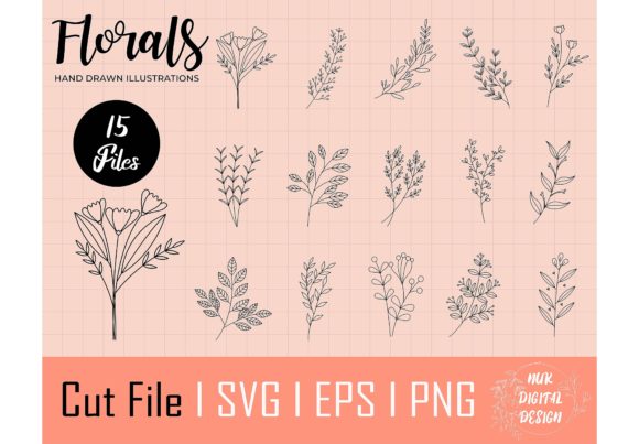 Florals, Flower, Hand Drawn SVG PNG EPS: Graphics & Illustrations Review
