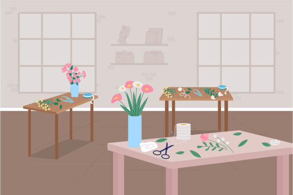 Floristry Workshop Flat Illustration: A Practical Graphics Review