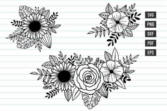 Flower Bundle Svg Flower Bouquet Svg Graphics and Illustrations