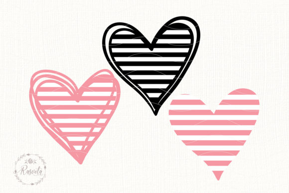Heart Black and White Stripes Graphics and Illustrations Review