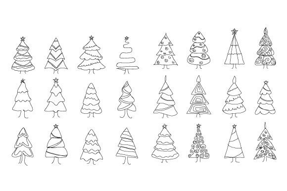 Mega Bundle Line Abstract Tree Christmas Graphics and Illustrations