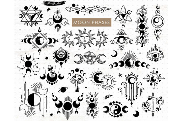 Moon Phases SVG Bundle, Celestial SVG Graphics