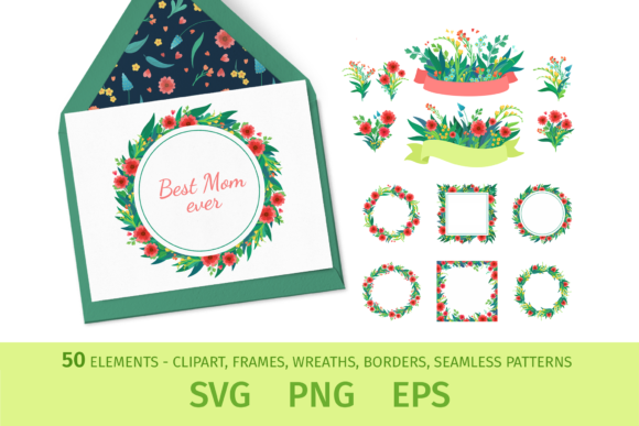 Mothers Day, Flowers Clipart, Frames: A Designer's Take on Graphics and Illustrations