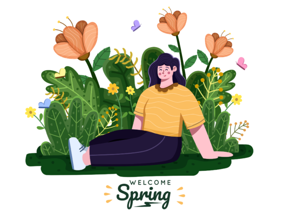 Person Enjoy Spring Seasons Vacation Graphics & Illustrations Review