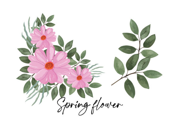 Watercolor Elegant Spring Flowers Set: Graphics and Illustrations for Editorial Use
