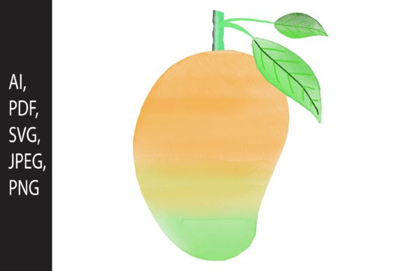 Watercolor Mango Design for SVG Cut File Graphics and Illustrations
