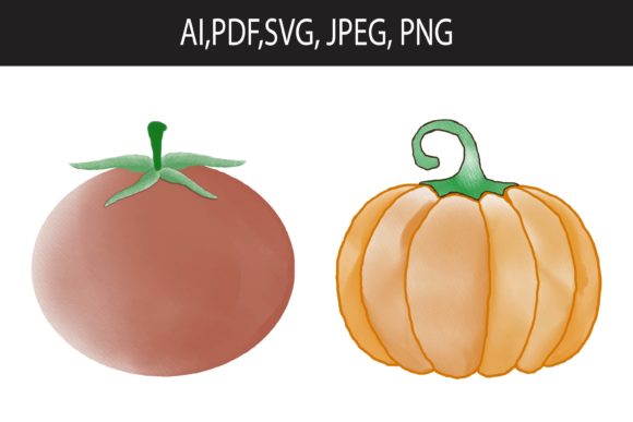 Watercolor Vegetable Design SVG Cut File: Graphics & Illustrations