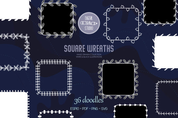 White Square Wreaths Hand Drawn Frames Review